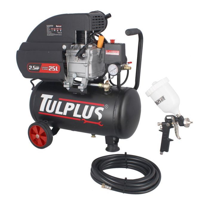 Kit compresor 2.5 HP + manguera + pistola 3831 Tulplus