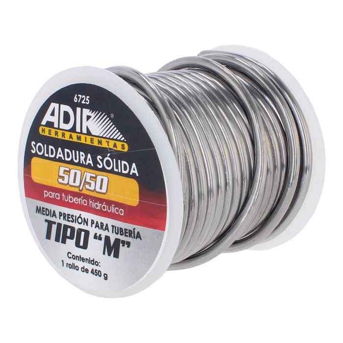 Soldadura sólida 50 / 50 para tubería hidráulica 450 gr 6725 Adir