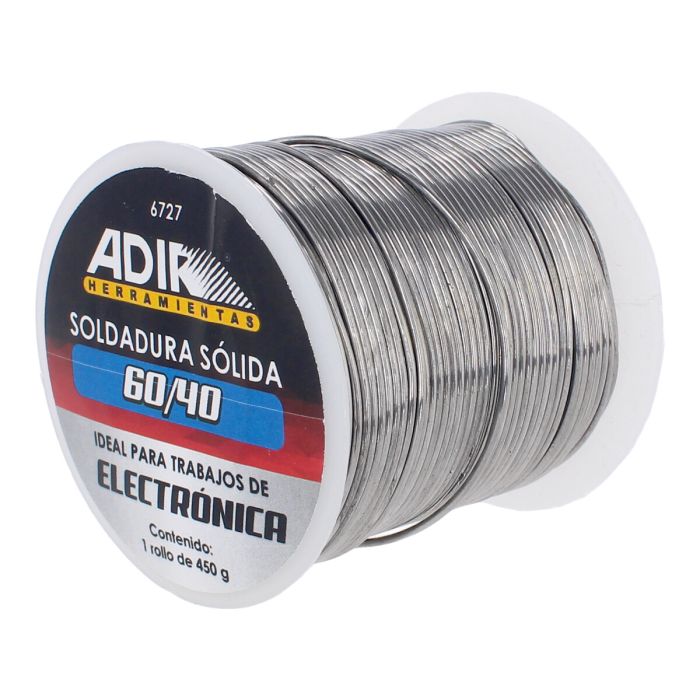 Soldadura sólida 60 / 40 para electrónica 450 gr 6727 Adir