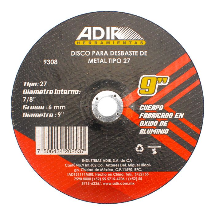 Disco para desbaste 9" x 6 mm 9308 Adir