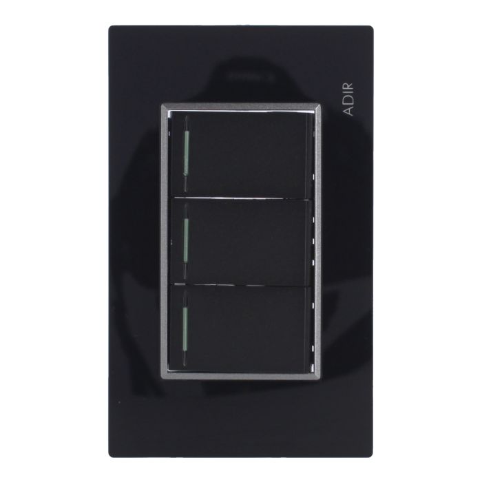 Placa con 3 apagadores de escalera Tiffany Cristal 9786 Adir