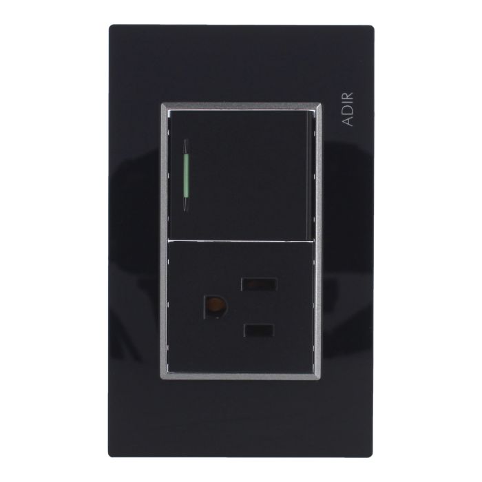 Placa con 1 apagador de escalera y 1 contacto aterrizado Tiffany Cristal 9790 Adir