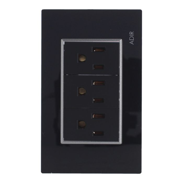 Placa con 3 contactos aterrizados Tiffany Cristal 9793 Adir