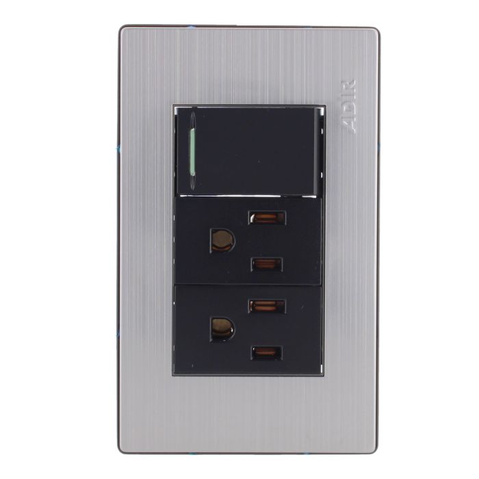 Placa con apagador sencillo y 2 contactos aterrizados Mayorca 9815 Adir