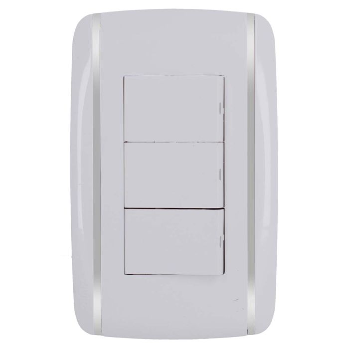 Placa con 3 apagadores sencillos Bali 9889 Adir