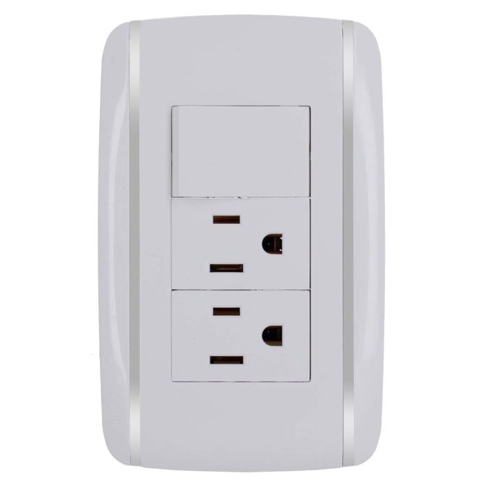 Placa con apagador sencillo y 2 contactos aterrizados Bali 9891 Adir