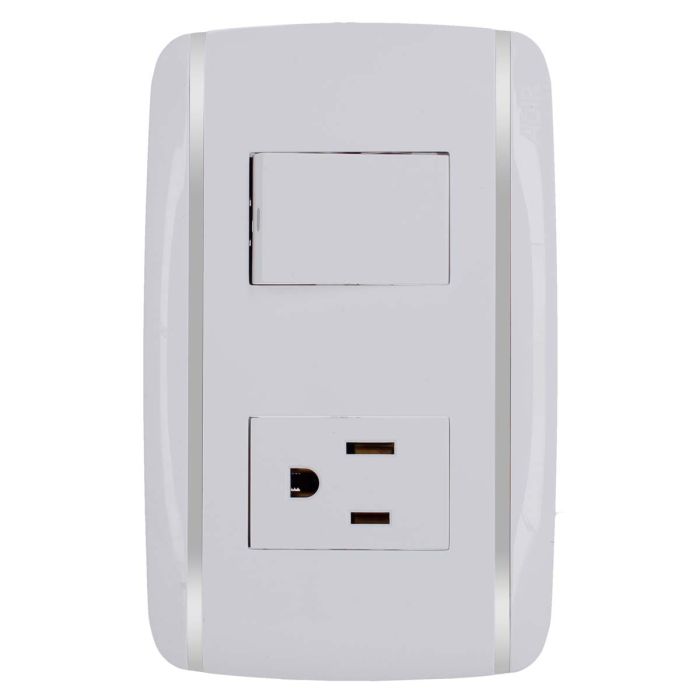 Placa con 1 apagador sencillo y 1 contacto aterrizado Bali 9893 Adir