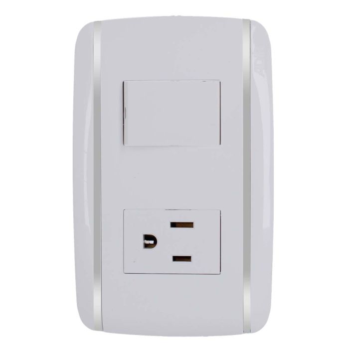 Placa con 1 apagador de escalera y 1 contacto aterrizado Bali 9894 Adir