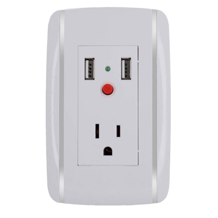 Placa con 1 contacto1 aterrizado y 2 puertos USB Bali 9899 Adir