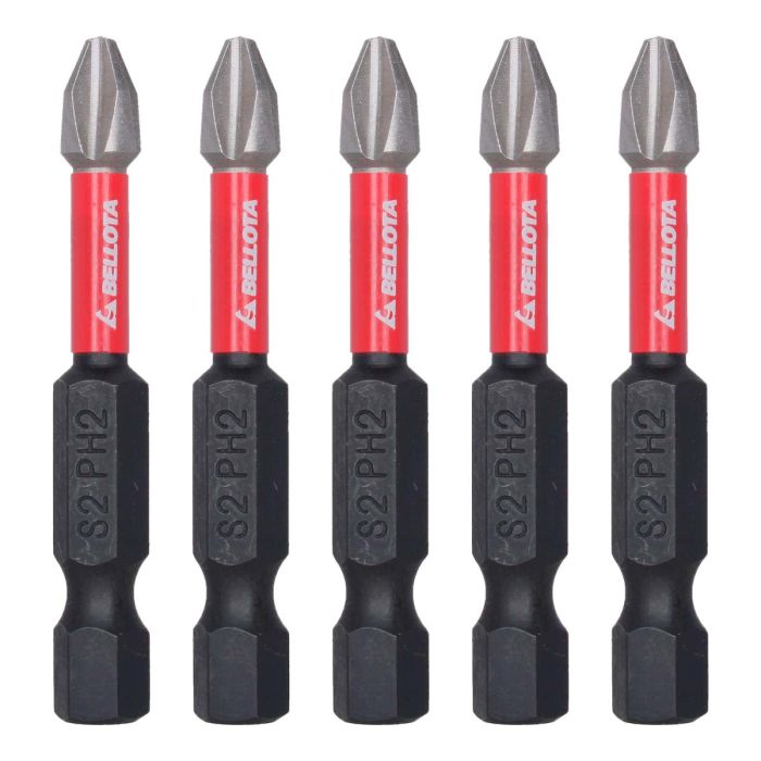 Juego de 5 puntas Phillips de impacto largo 50 mm 7PDIMPPH250 Bellota