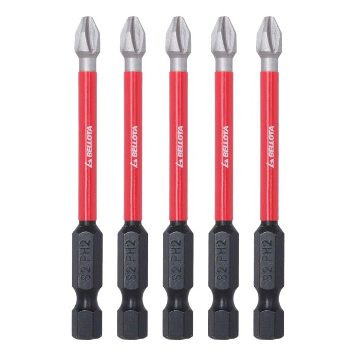 Juego de 5 puntas Phillips de impacto largo 75 mm 7PDIMPPH275 Bellota