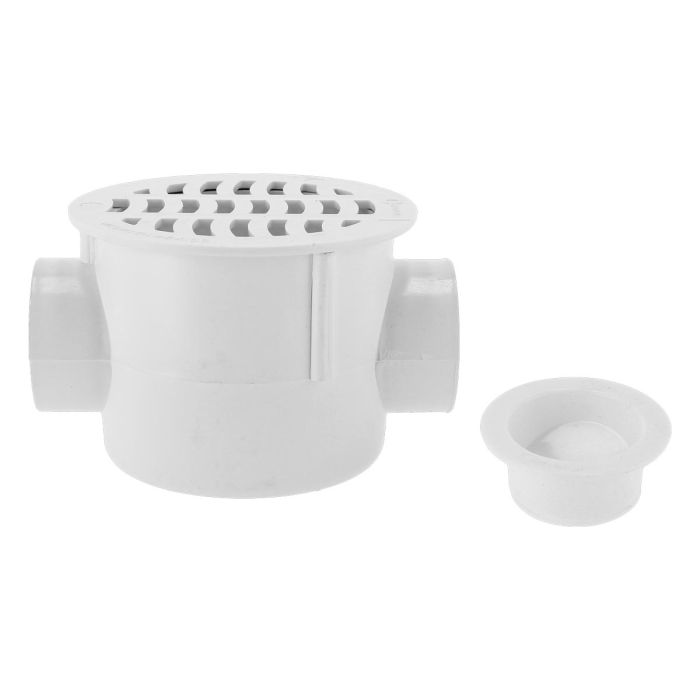 Cespol bote 2 salidas con Válvula Anti-Retorno con rejilla blanca CONAPLAS