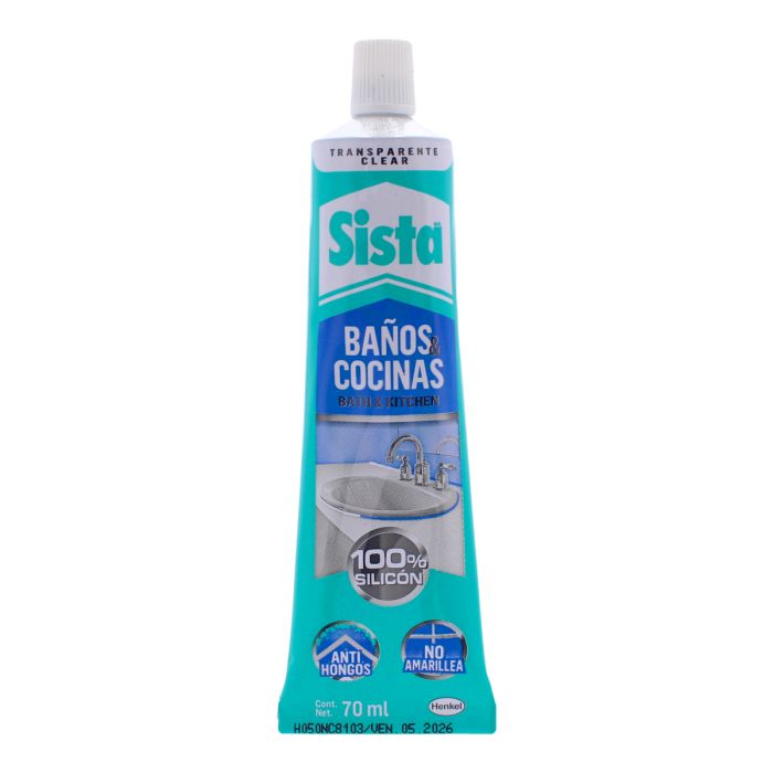 Silicón para baños y cocinas transparente 70ml F101 Sista