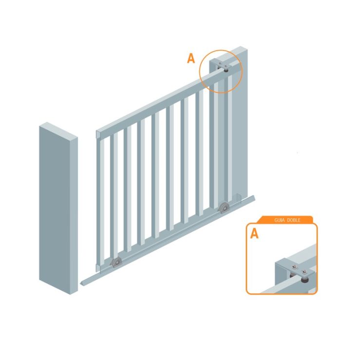 Guía doble de nylon 35 mm para portón Ducasse