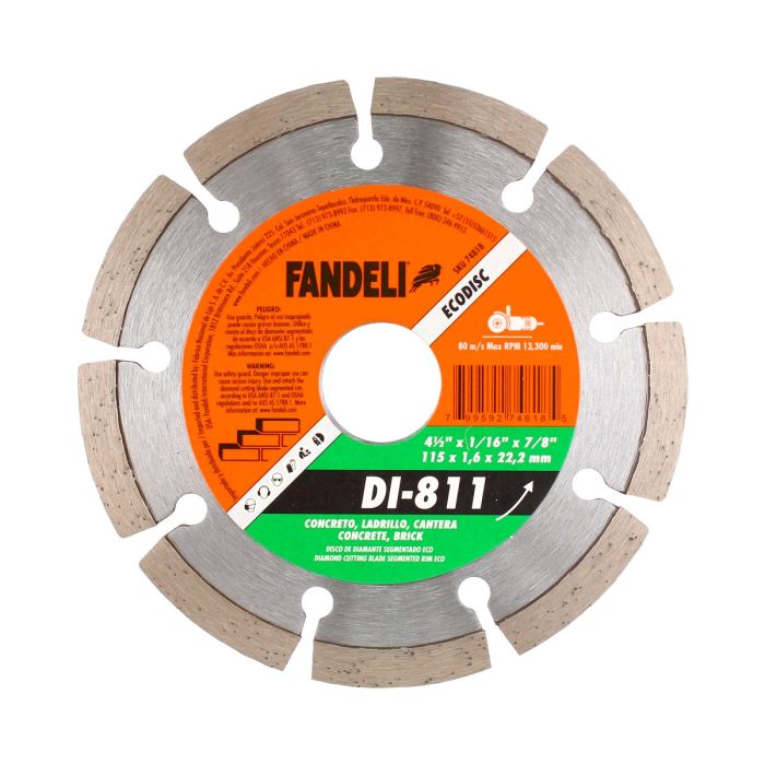 Disco de diamante rin segmentado 4-1/2" DI-811 Fandeli