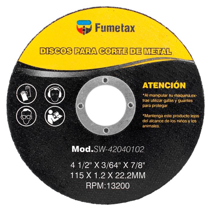 Disco para corte de metal 4-1/2" SW-42040102 Fumetax