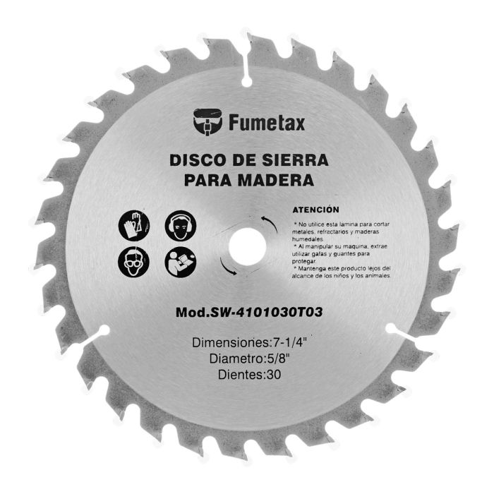 Disco sierra para corte de madera 7-1/4" x 30 D SW-4101030T03 Fumetax