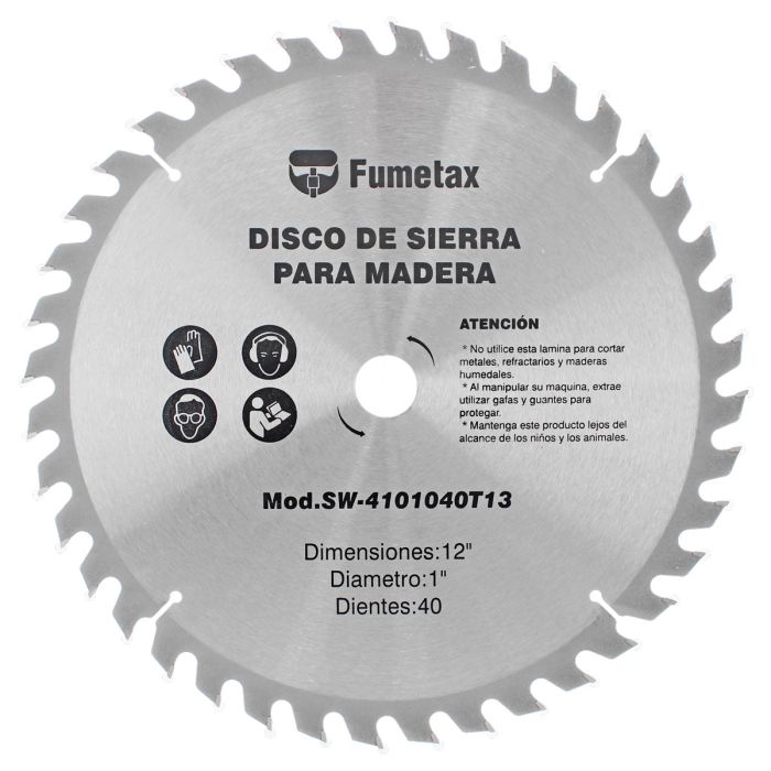 Disco sierra para corte de madera 12" x 40 D SW-4101040T13 Fumetax