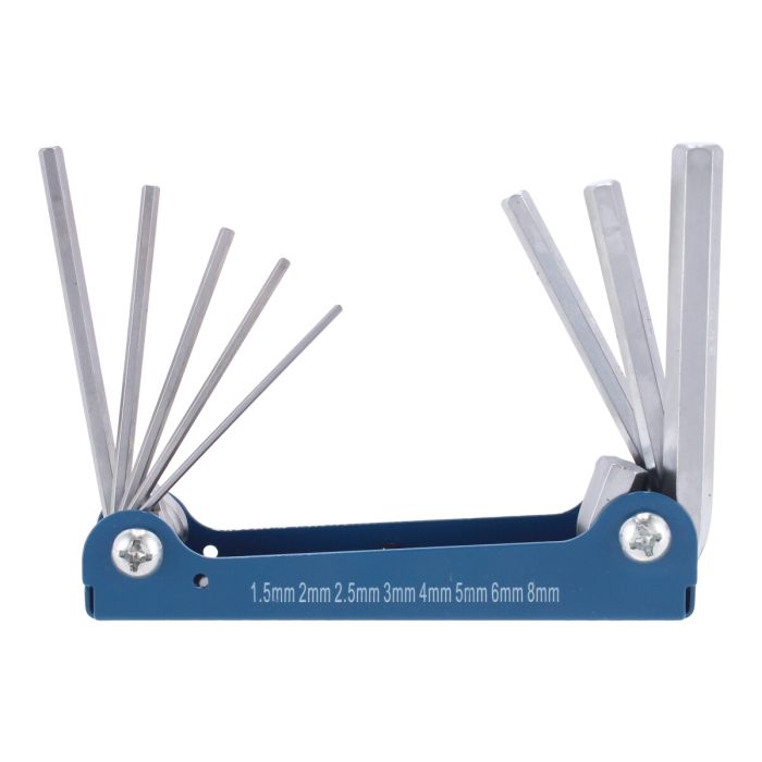 Juego de 8 llaves allen hexagonal milimétricas tipo navaja 8 piezas SW-13404 Fumetax