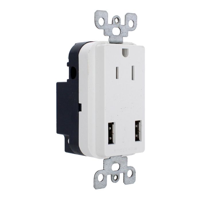 Receptáculo aterrizado con doble USB FU1328 Fulgore