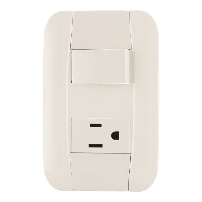 Placa clásica con 1 apagador sencillo y 1 contacto aterrizado FU1450 Fulgore