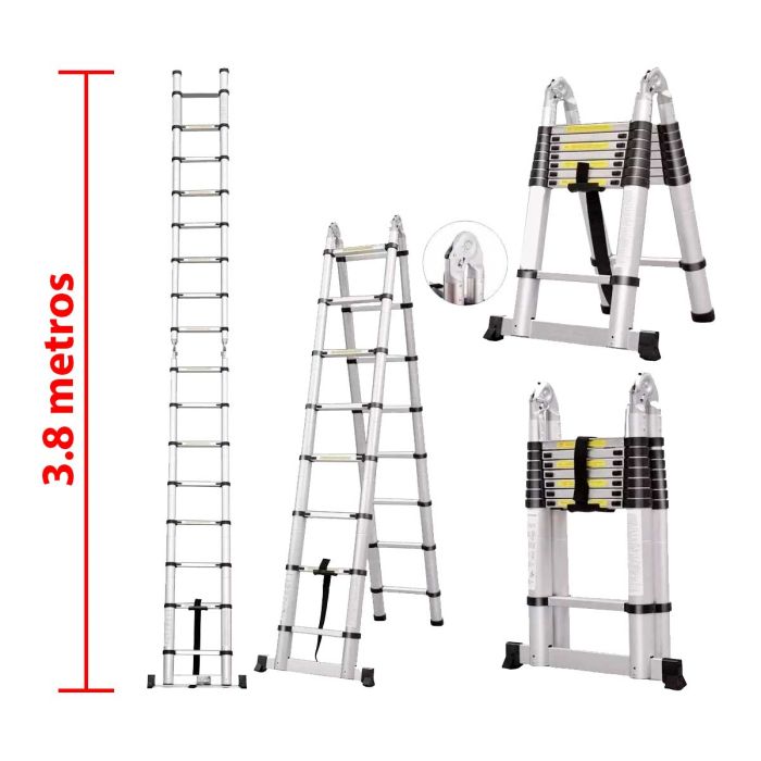Escalera telescópica tipo tijera 3.8 metros Multiusos
