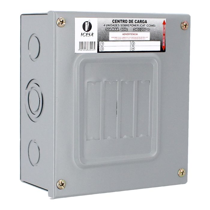 Centro de carga de 4 unidades 50 Amp de sobreponer CC04S IGESA