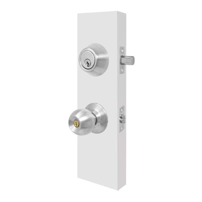 Juego de pomo y cerrojo cilindro / mariposa cromo mate PF0100 Top Forge