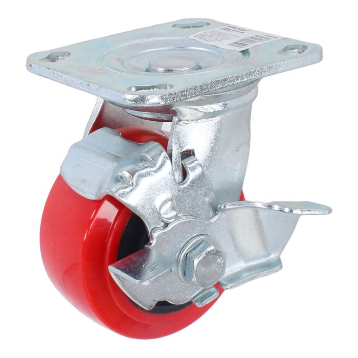 Rodaja de poliuretano 4" x 2" placa giratoria con freno Y-1054-100 Weston