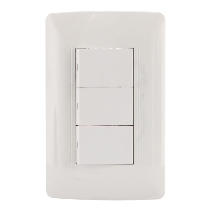 Placa con apagador triple línea Toscana 4458 Sanelec