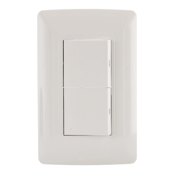 Placa con 1 apagador sencillo y 1 apagador de escalera línea Italia 4545 Sanelec