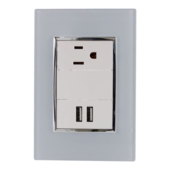 Placa contacto y 2 puertos USB línea Venecia 4566 Sanelec