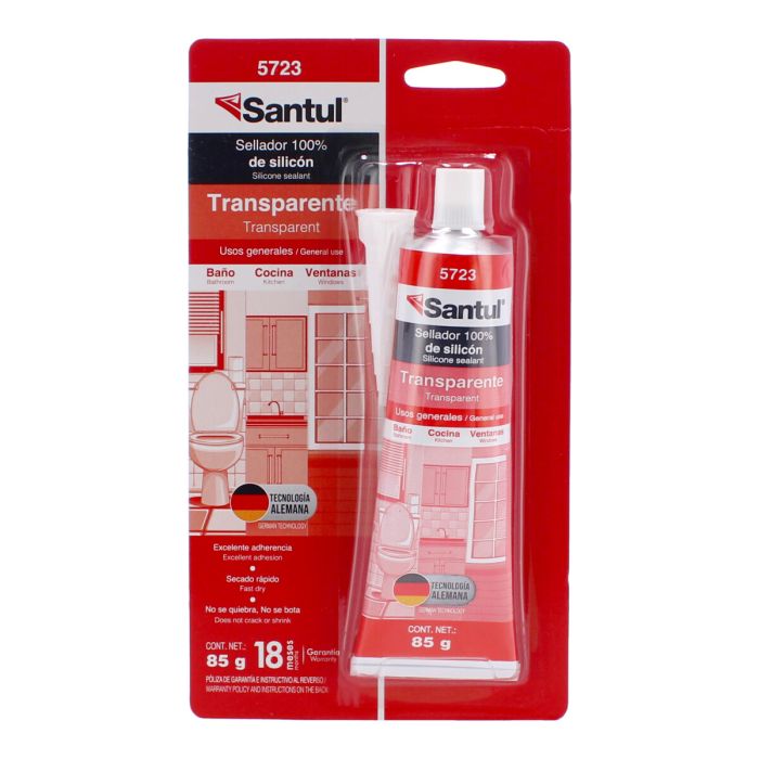Sellador de silicón Usos Generales transparente 85 g 5723 Santul