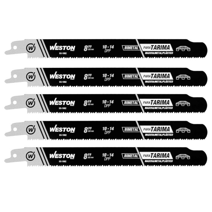 Segueta sable bimetálica desarmadora de tarimas 8" con 5 piezas SG-1002 Weston