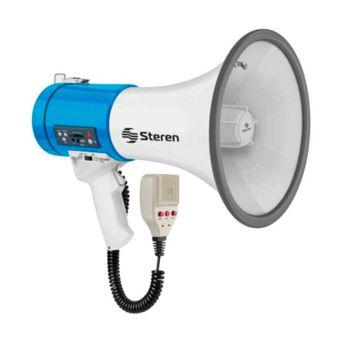 Megáfono de 25 W con grabador de voz, reproductor MP3 y micrófono tipo patrullero MG-265 Steren
