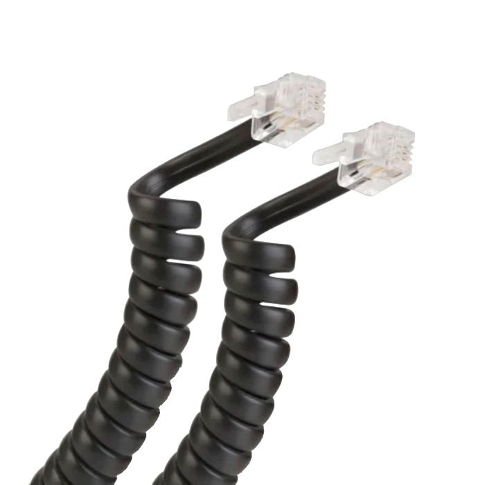 Cable espiral plug a plug RJ9 de 2.1m para auricular telefónico negro 302-007N Steren