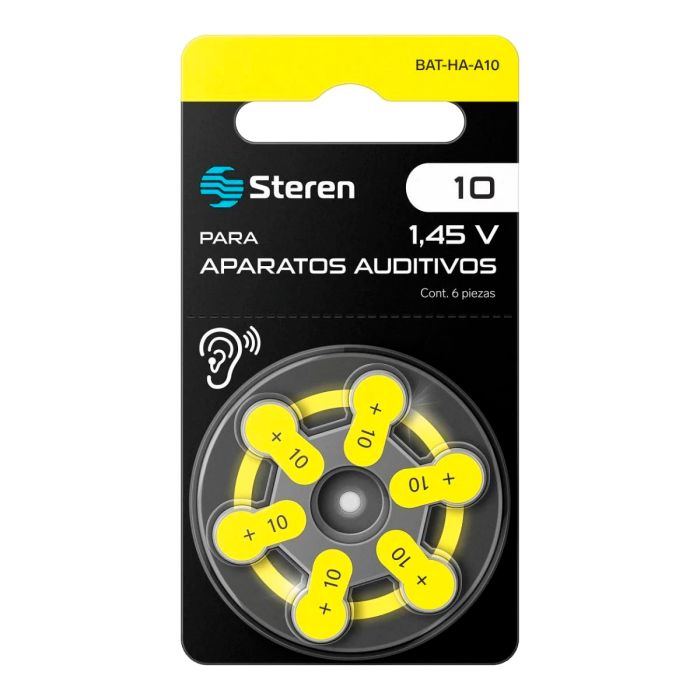 Pila tipo botón ZA10 para aparatos auditivos BAT-HA-A10 Steren