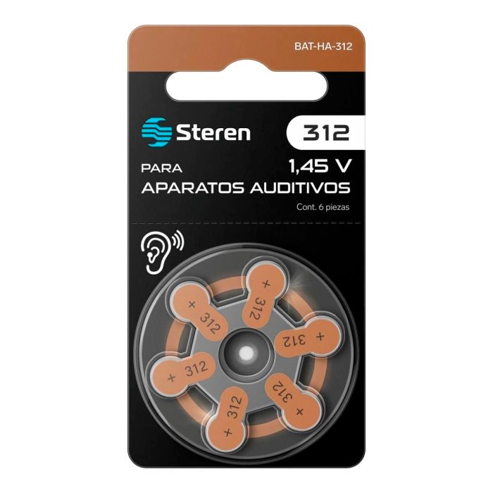 Pila tipo botón 312 para aparatos auditivos BAT-HA-312 Steren