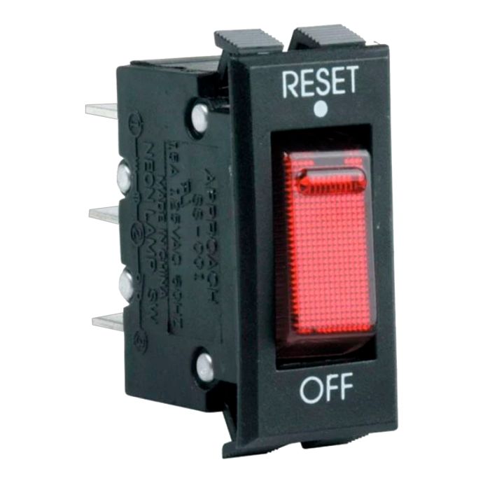 Switch de balancín, de 1 polo, 1 tiro, 2 posiciones (ON-OFF y reset), con piloto, 125 Vca BTS-14CI Steren