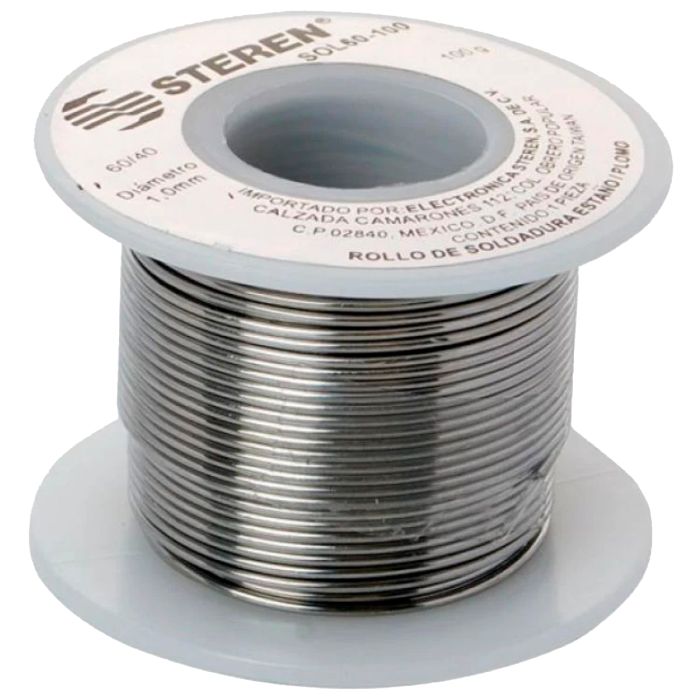 Rollo de 100 gramos de soldadura con aleación estaño/plomo (60/40) SOL60-100 Steren