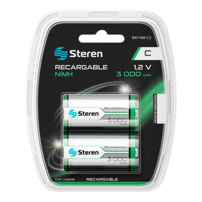 Paquete de 2 pilas recargables "C" NiMH 3000 mAh BAT-NM-C2 Steren