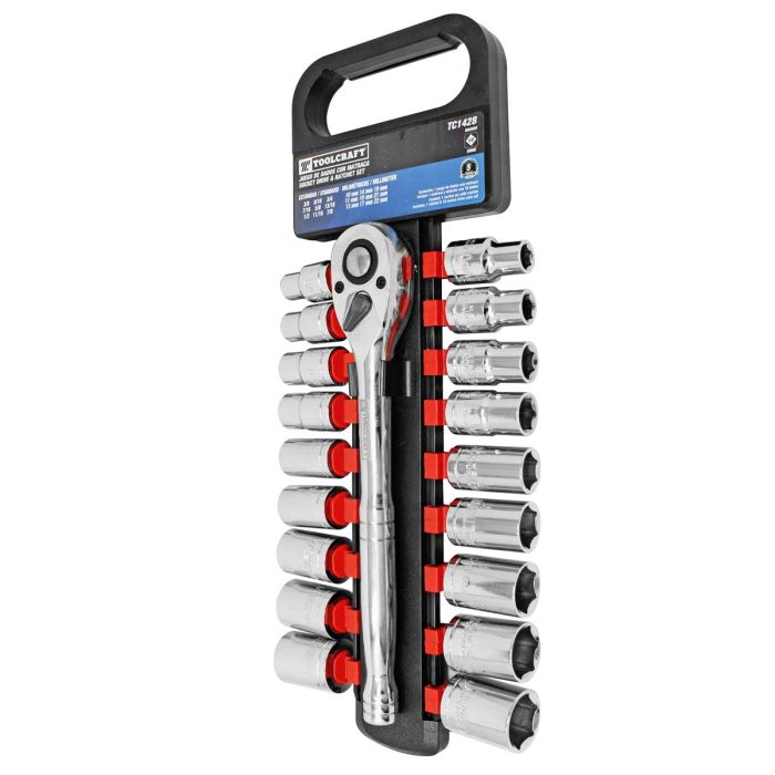 Juego de dados con matraca mando 1/2" TC1428 Toolcraft