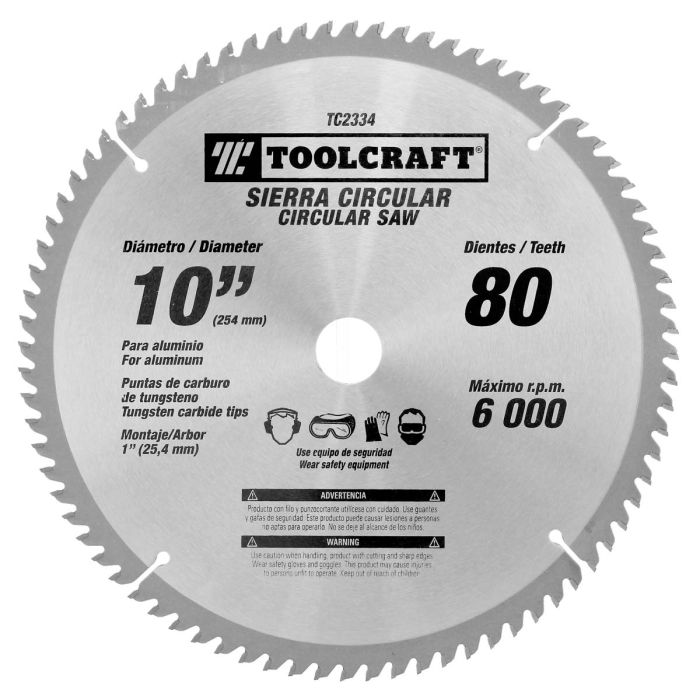 Disco sierra para corte de aluminio 10" x 80 D TC2334 Toolcraft
