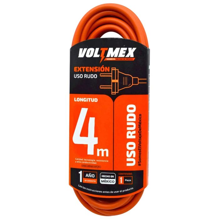 Extensión uso rudo 4 metros 2x18 AWG VOLTMEX