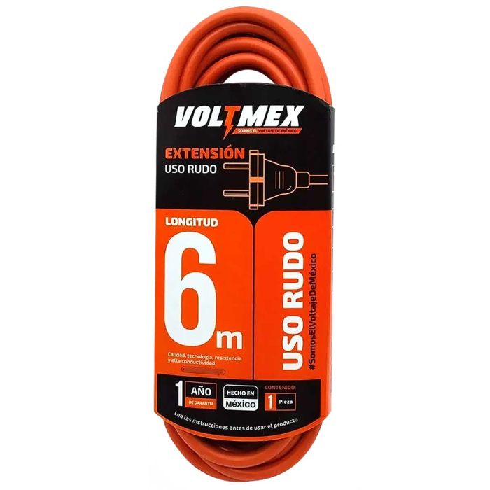 Extensión uso rudo 6 metros 2x18 AWG VOLTMEX