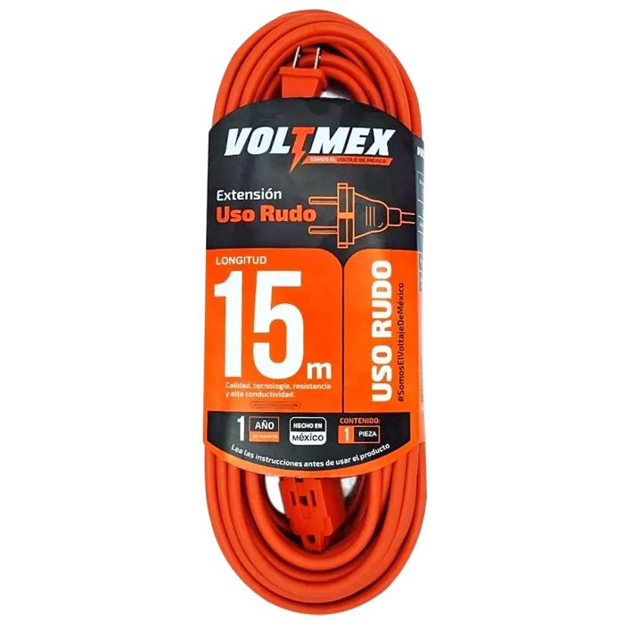 Extensión uso rudo 15 metros 2x18 AWG VOLTMEX