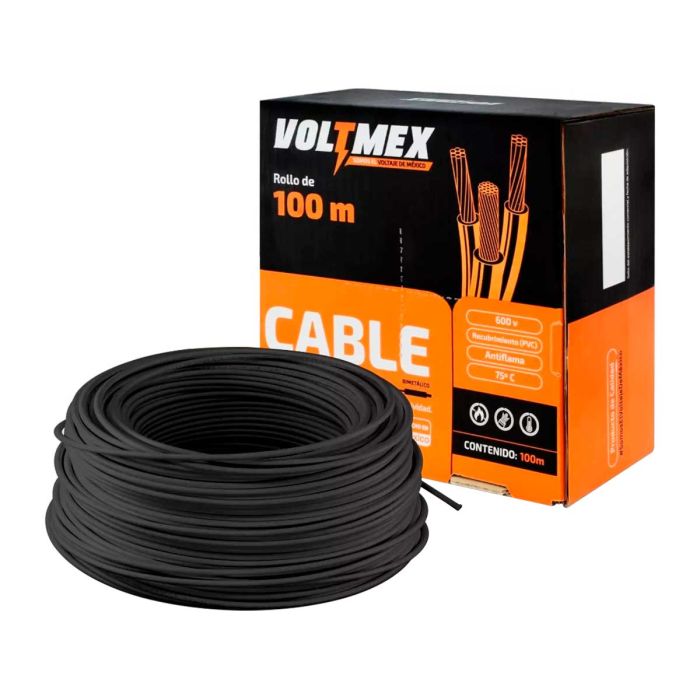 Cable eléctrico THW calibre 10 negro 100 metros VOLTMEX
